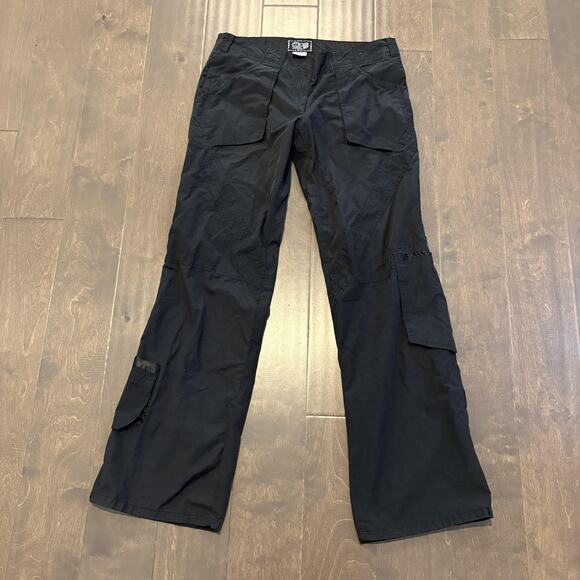 Miss Me Cargo Pants Womens Medium Black Utility Straight Leg Multi Pocket Nylon - Picture 1 of 14